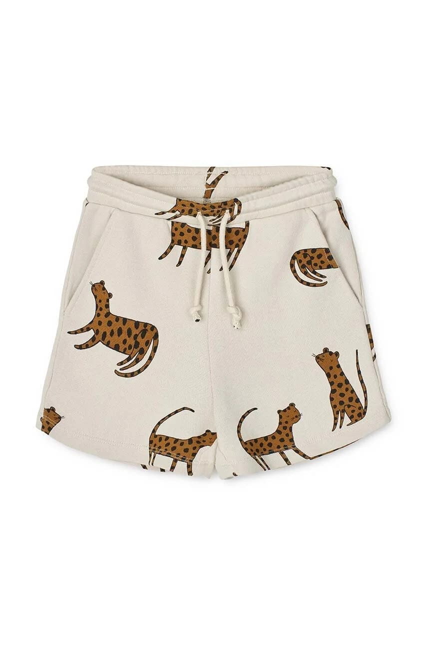 Детские хлопковые шорты Gram Printed Sweatshorts бежевые для девочек - фото 2