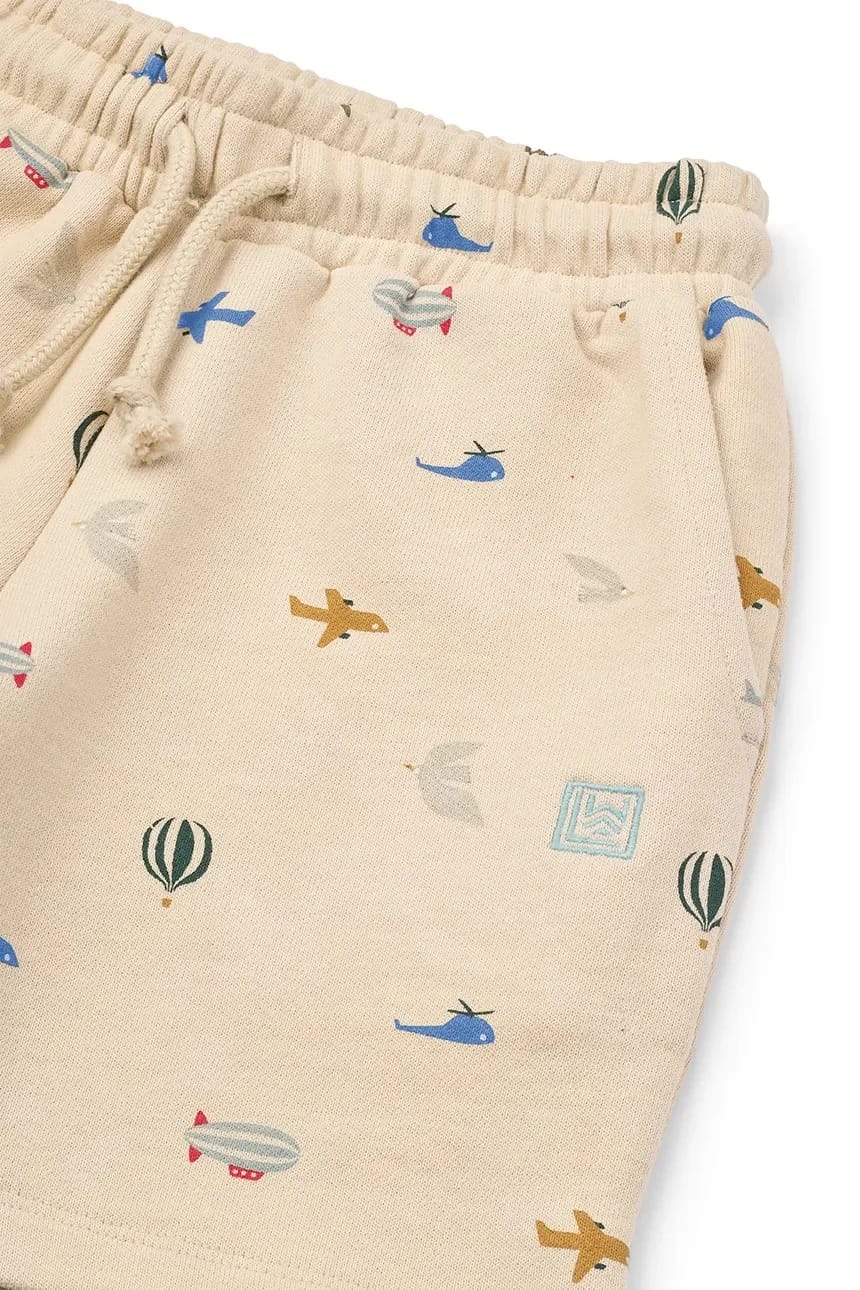 Детские хлопковые шорты Gram Printed Sweatshorts бежевые для мальчиков - фото 3
