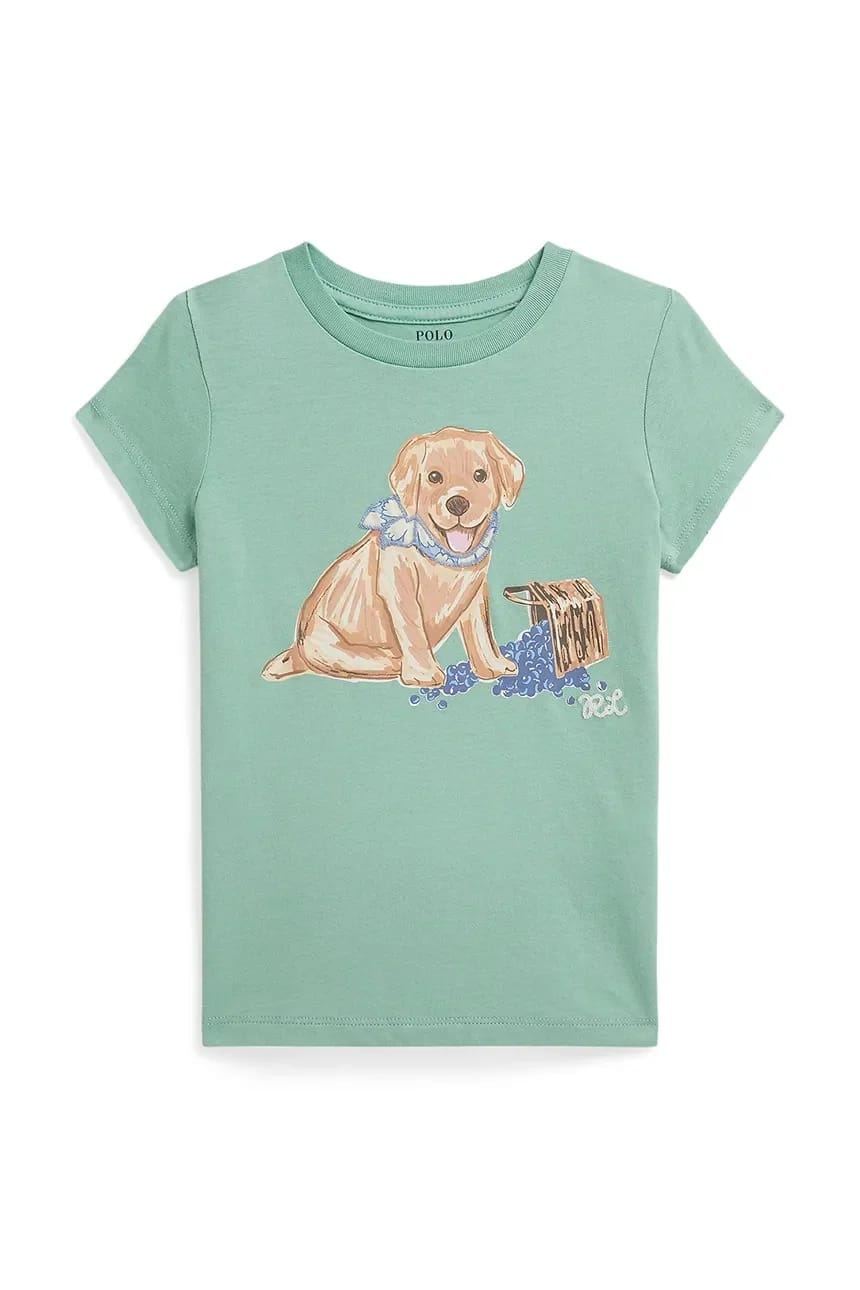 Детская хлопковая футболка бирюзовая для девочек