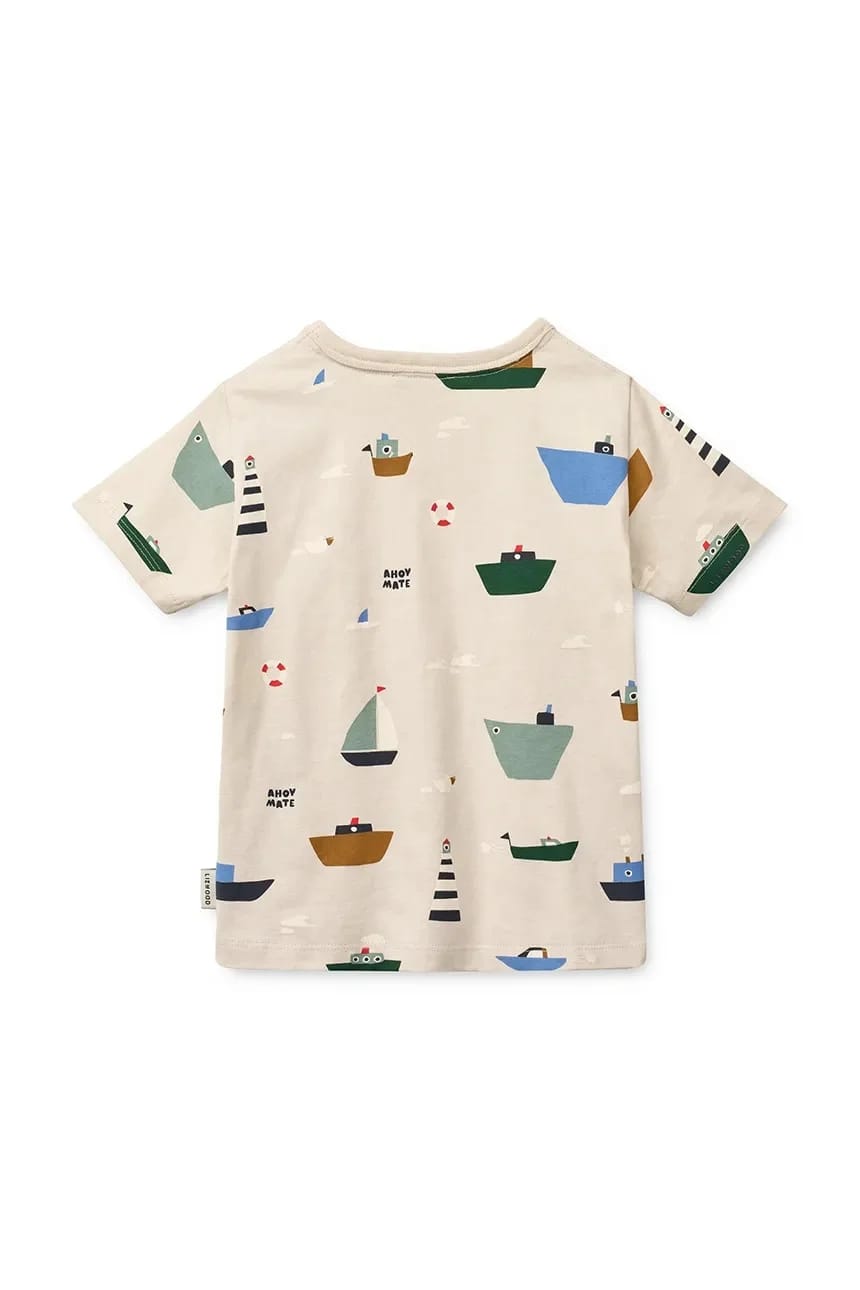 Детская хлопковая футболка Apia Printed Shortsleeve T-shirt бежевая для мальчиков - фото 2