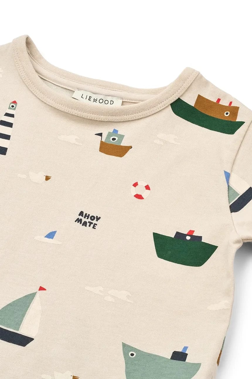 Детская хлопковая футболка Apia Printed Shortsleeve T-shirt бежевая для мальчиков - фото 3