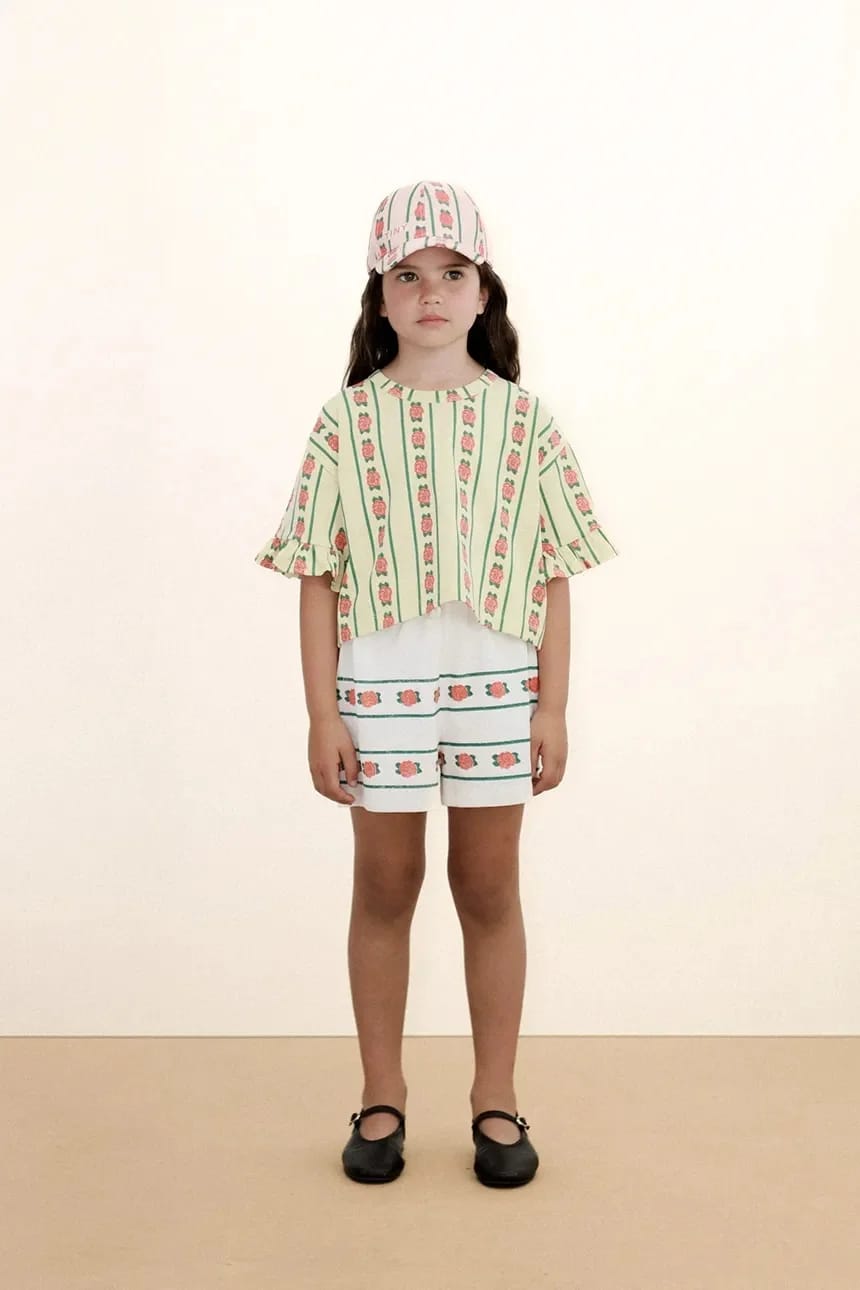 Детская хлопковая футболка ROSE PATTERN CROP TEE