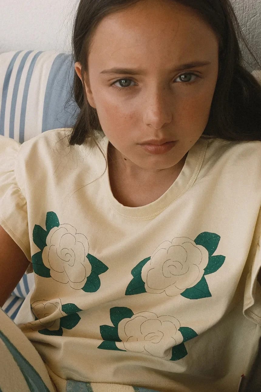 Детская хлопковая футболка YELLOW FLOWERS GRAPHIC CROP TEE