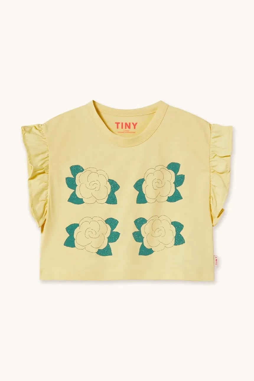 Детская хлопковая футболка YELLOW FLOWERS GRAPHIC CROP TEE - фото 2