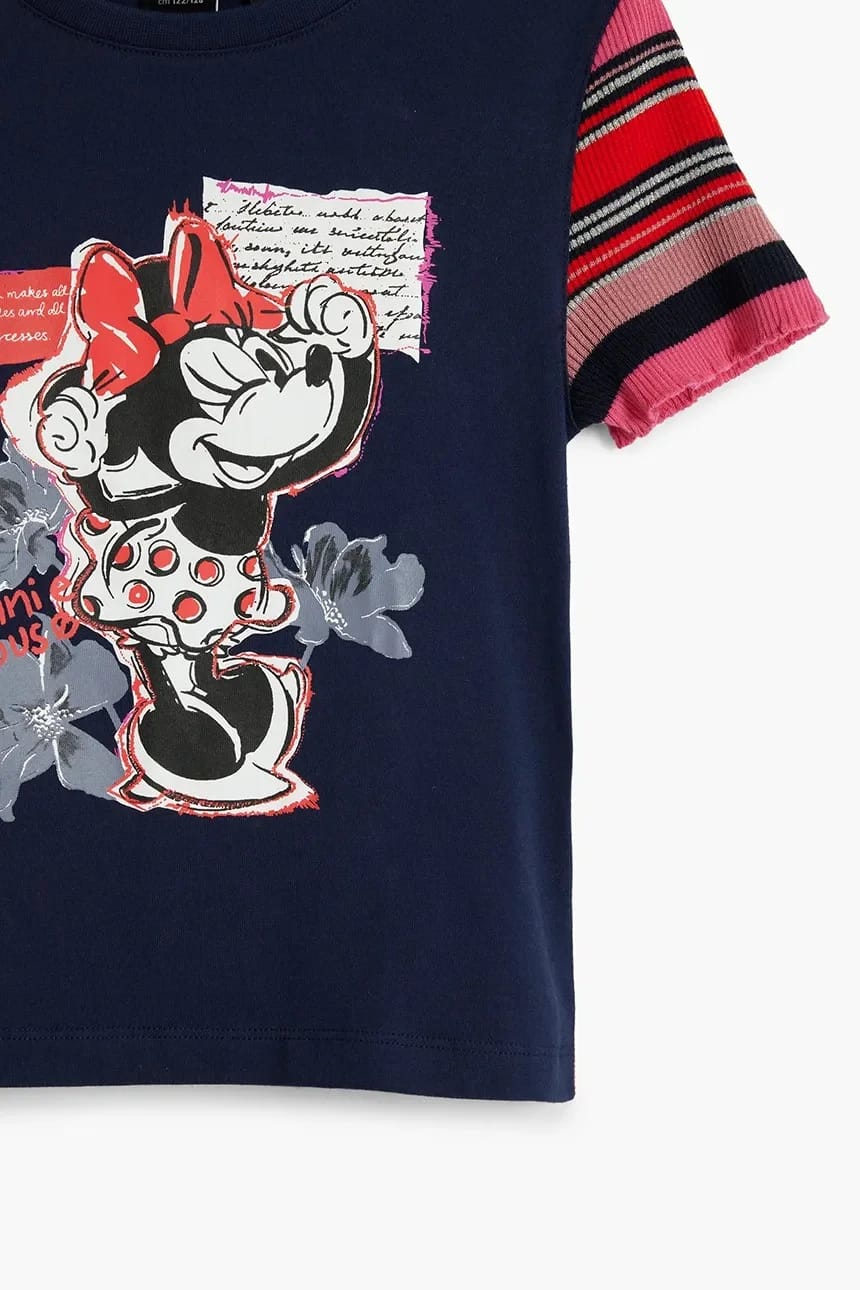 Детская хлопковая футболка x Disney военно-морской для девочек - фото 4