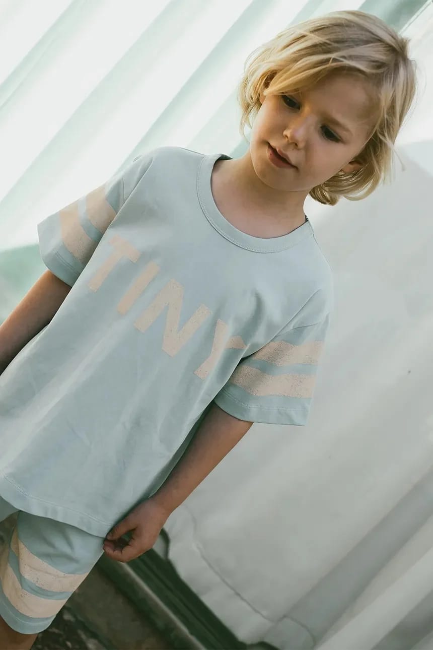 Детская хлопковая футболка STRIPES LOGO TEE синяя для мальчиков