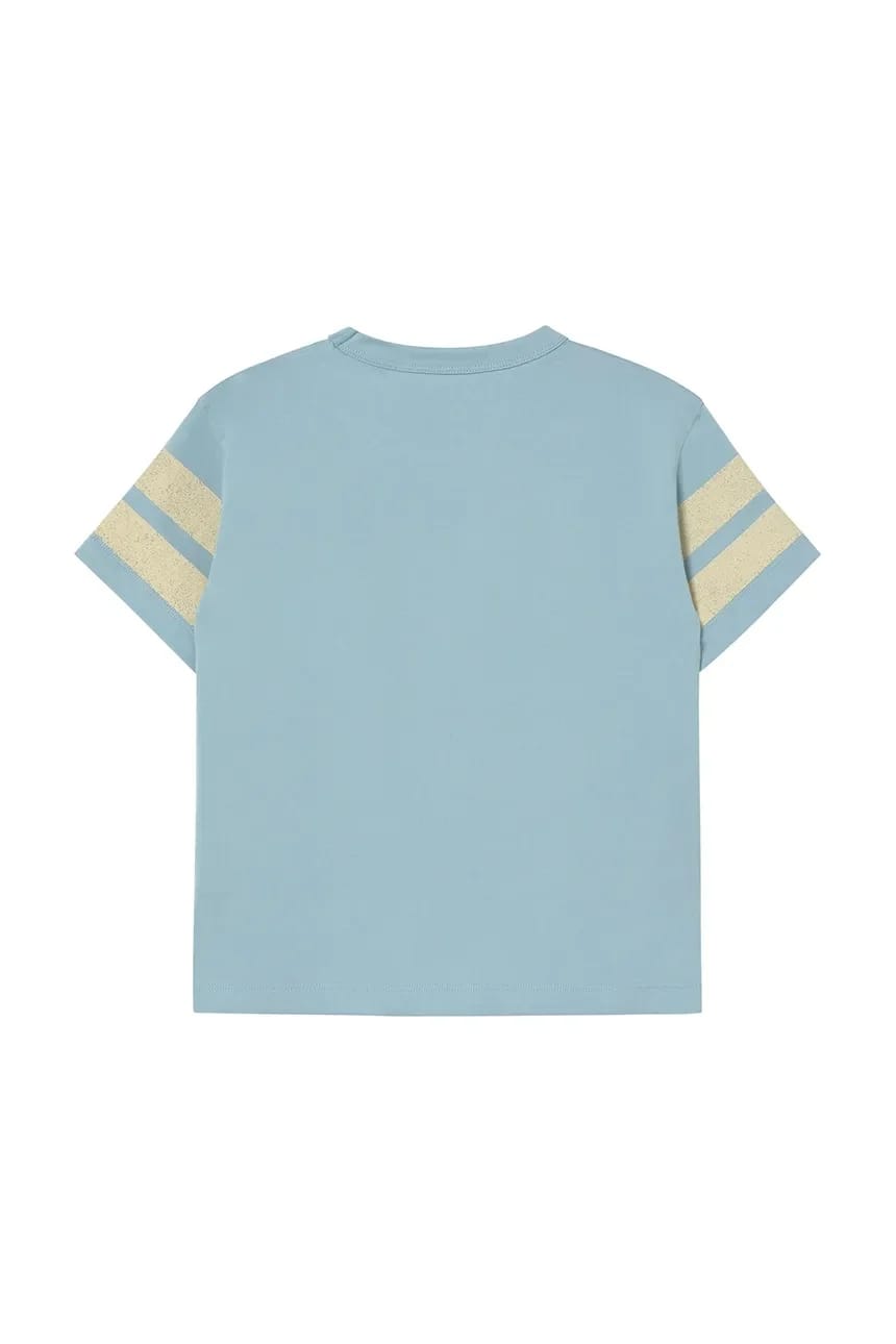 Детская хлопковая футболка STRIPES LOGO TEE синяя для мальчиков - фото 3