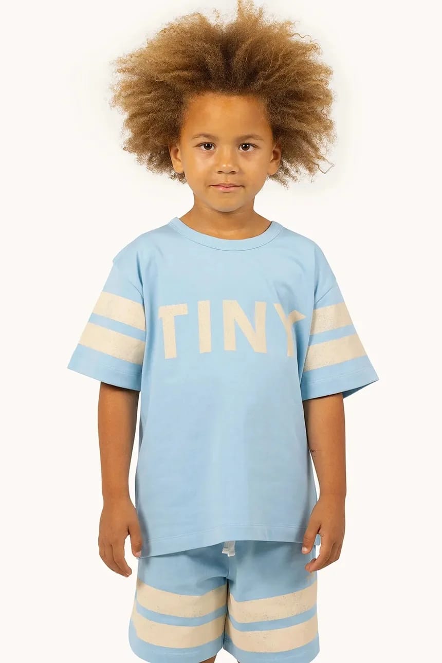 Детская хлопковая футболка STRIPES LOGO TEE синяя для мальчиков - фото 4