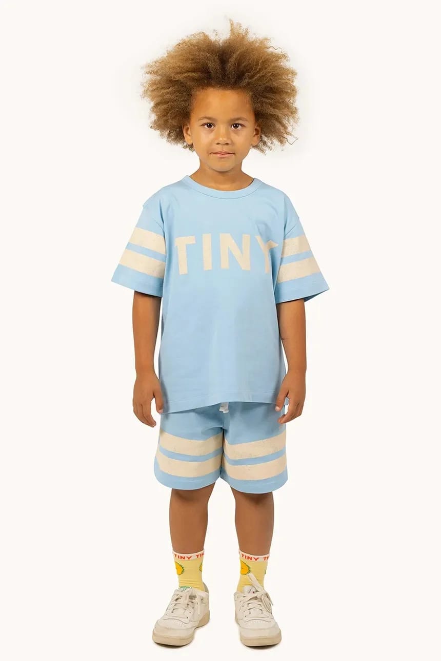 Детская хлопковая футболка STRIPES LOGO TEE синяя для мальчиков - фото 5