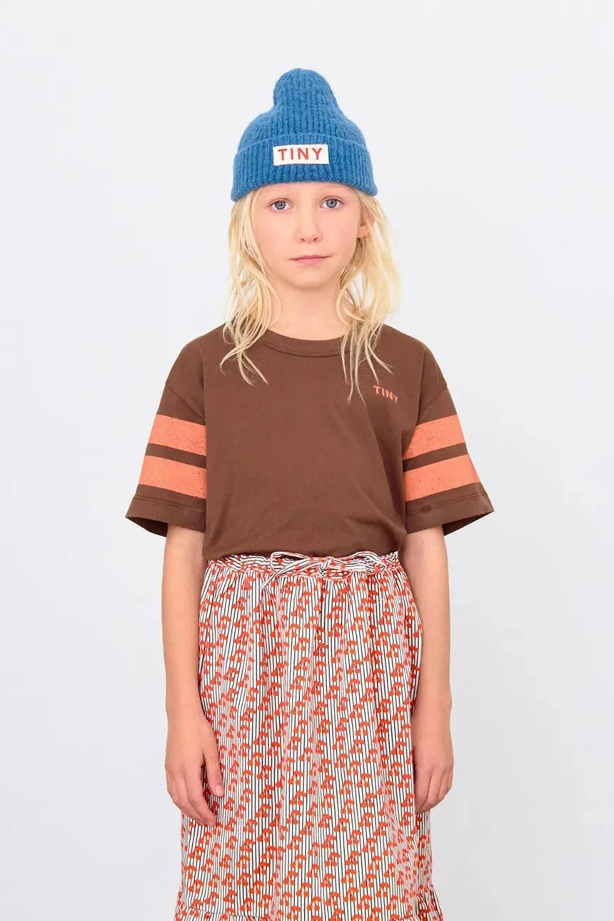 Детская хлопковая футболка STRIPES LOGO TEE коричневая для мальчиков