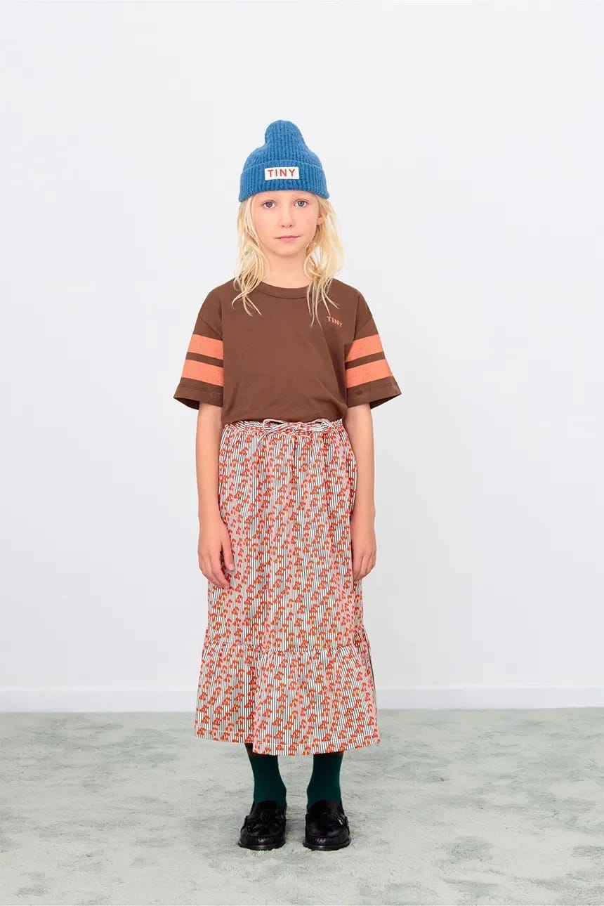 Детская хлопковая футболка STRIPES LOGO TEE коричневая для мальчиков - фото 4
