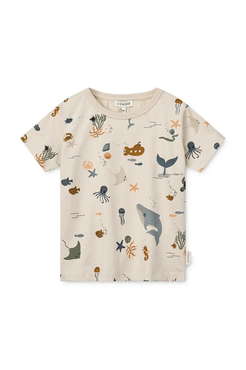 Детская хлопковая футболка Apia Printed Shortsleeve T-shirt бежевая для мальчиков - фото 2