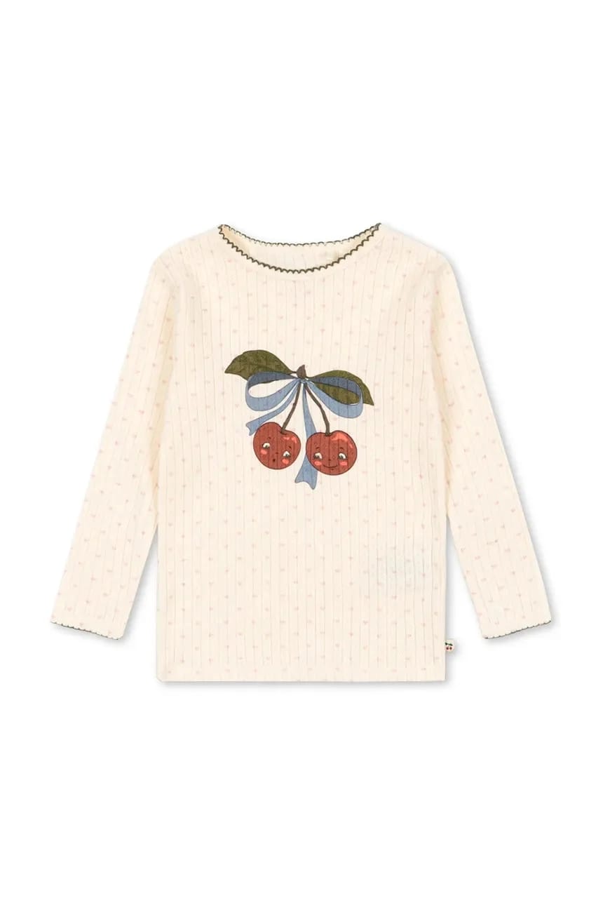 Детская хлопковая рубашка с длинными рукавами MINNIE BLOUSE GOTS бежевая для девочек