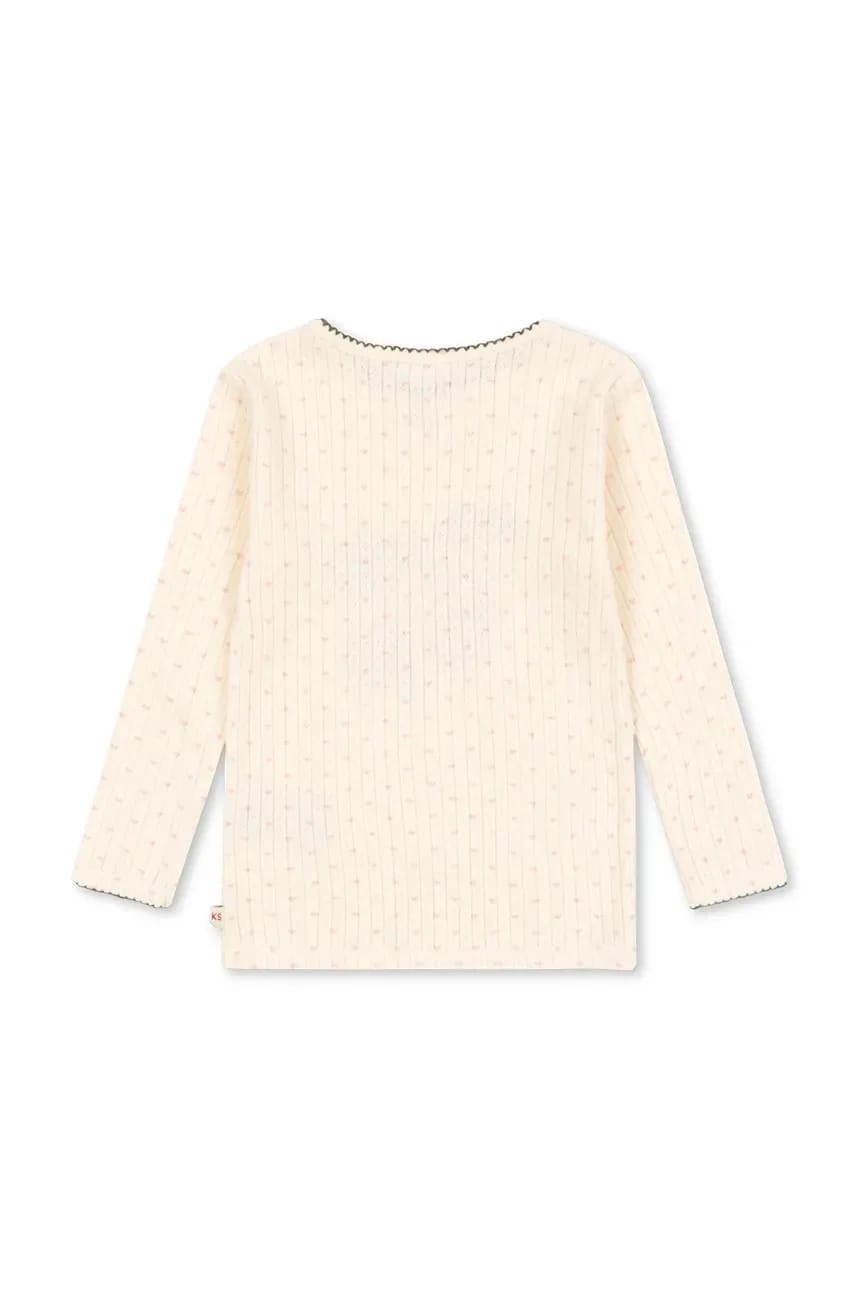 Детская хлопковая рубашка с длинными рукавами MINNIE BLOUSE GOTS бежевая для девочек - фото 2