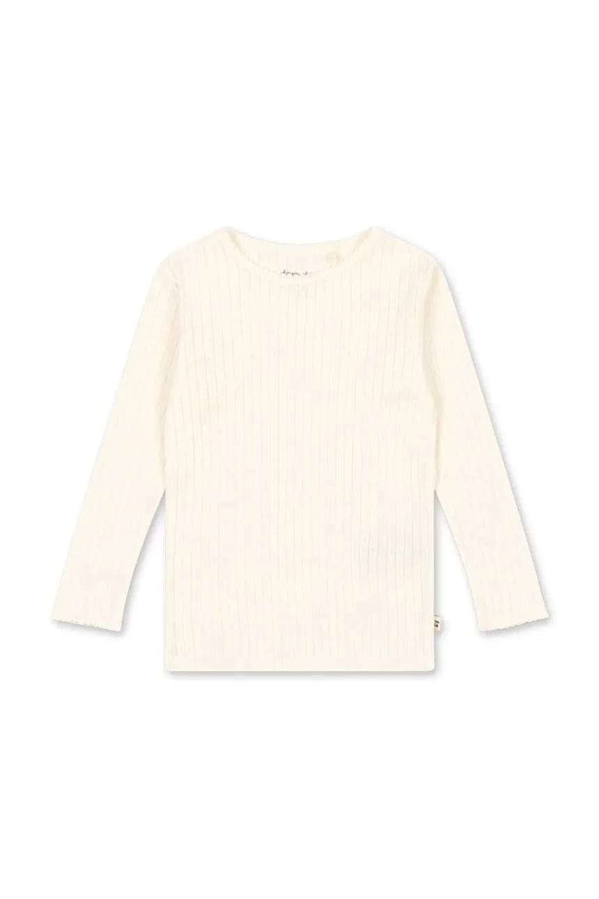 Детская хлопковая рубашка с длинными рукавами MINNIE BLOUSE GOTS белая для девочек