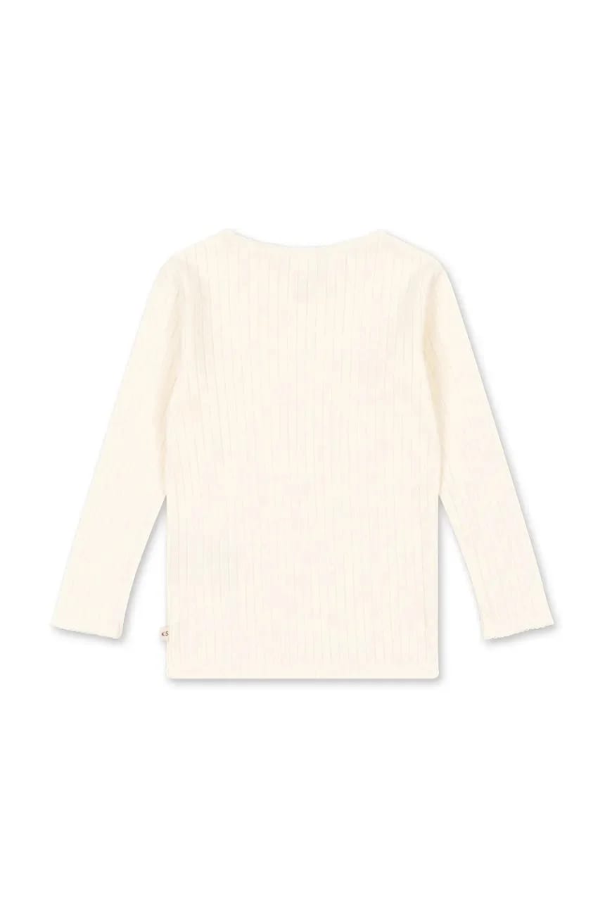 Детская хлопковая рубашка с длинными рукавами MINNIE BLOUSE GOTS белая для девочек - фото 2