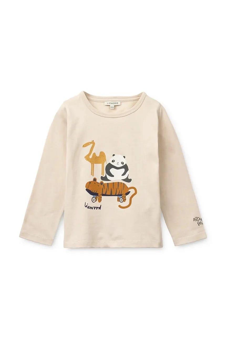 Детская хлопковая футболка с длинными рукавами Apia Placement Longsleeve бежевая для мальчиков