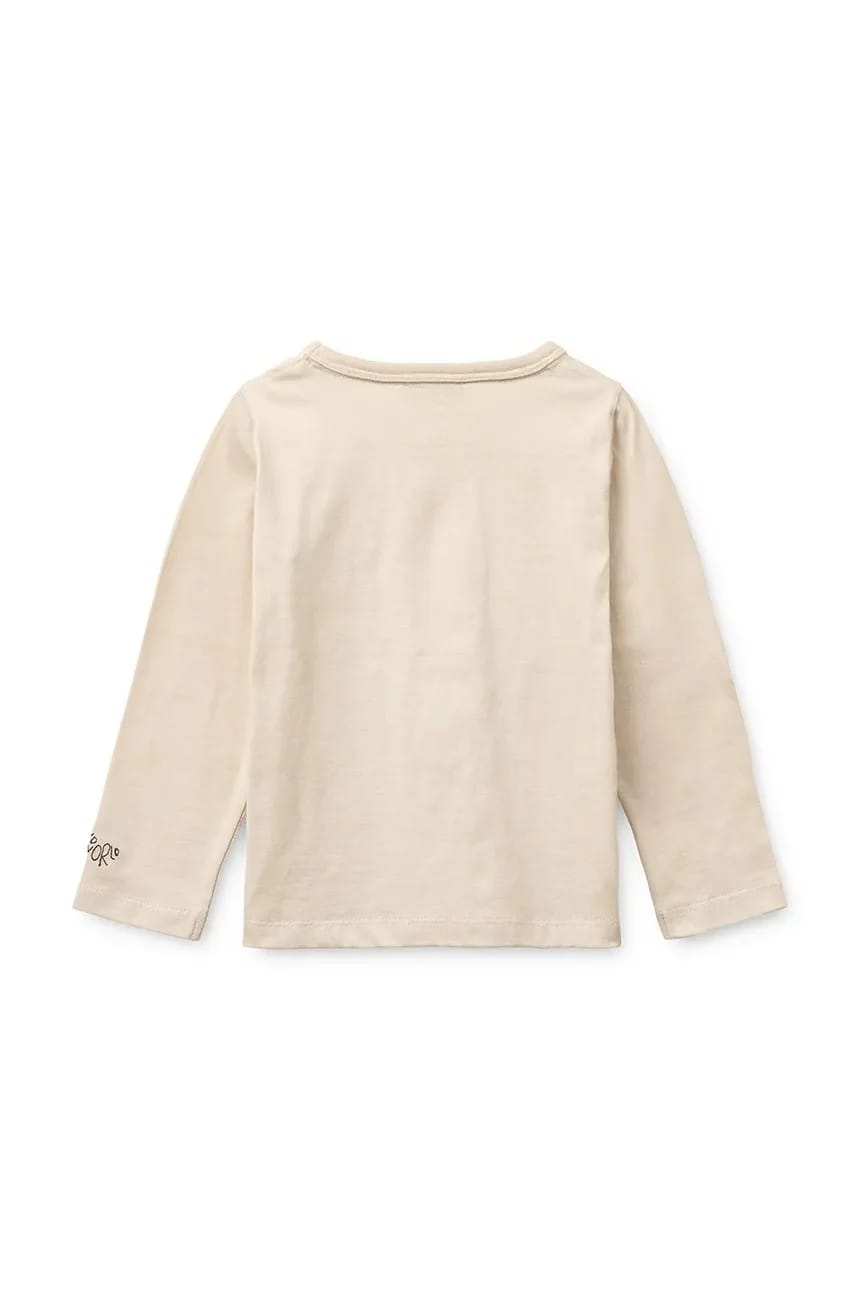 Детская хлопковая футболка с длинными рукавами Apia Placement Longsleeve бежевая для мальчиков - фото 2
