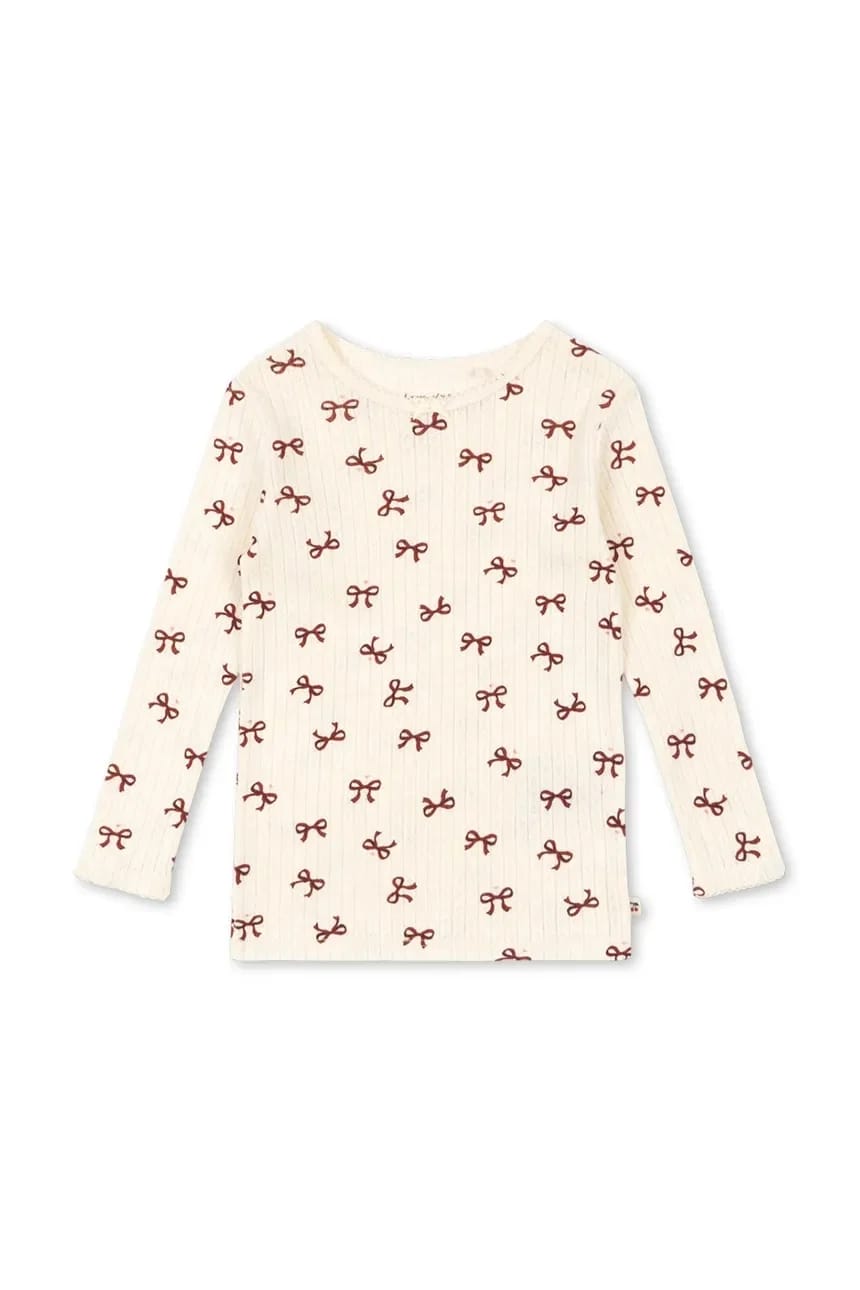 Детская хлопковая рубашка с длинными рукавами MINNIE BLOUSE GOTS бежевая для девочек