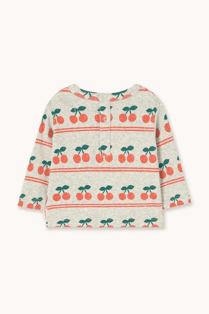 Детская хлопковая футболка с длинными рукавами CHERRY PATTERN RIB BABY TEE - фото 2