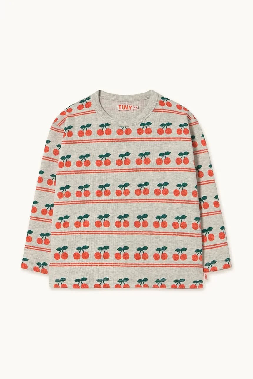Детская хлопковая футболка с длинными рукавами CHERRY PATTERN RIB - фото 2