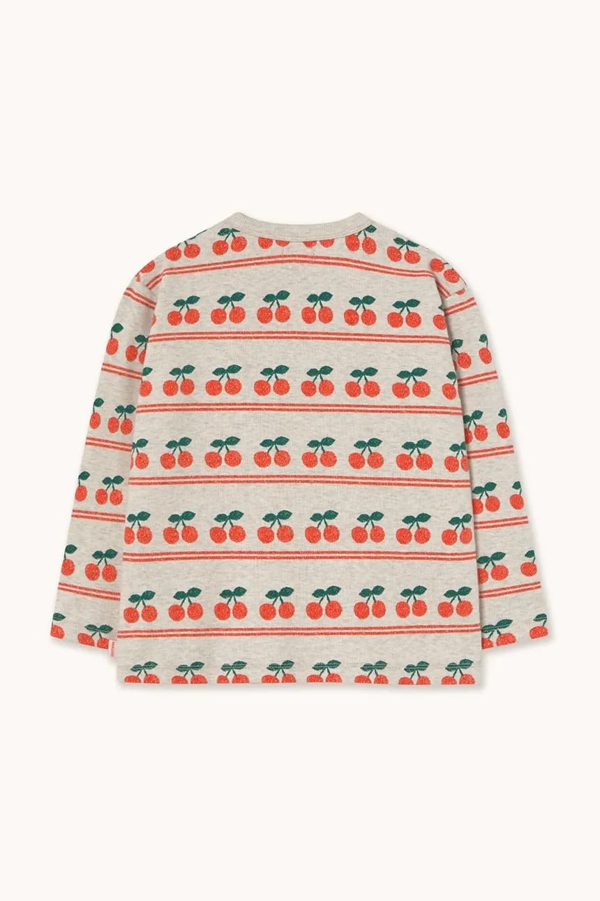 Детская хлопковая футболка с длинными рукавами CHERRY PATTERN RIB - фото 3