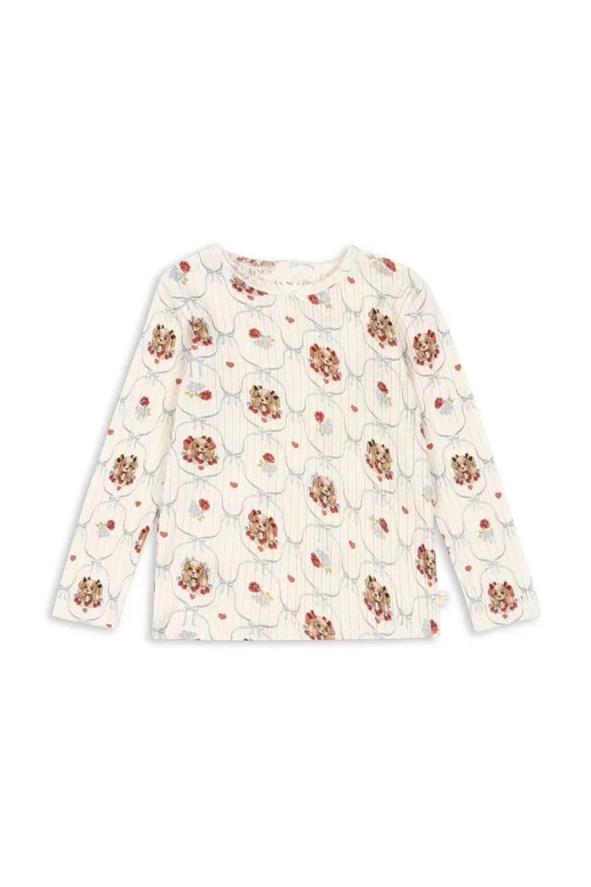 Детская хлопковая рубашка с длинными рукавами MINNIE BLOUSE GOTS бежевая для мальчиков