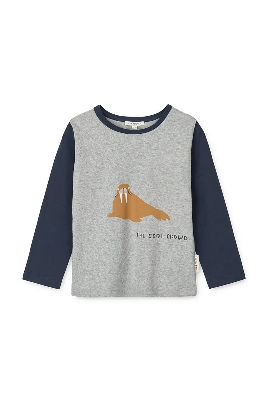 Детская хлопковая футболка с длинными рукавами Apia Placement Longsleeve серая для мальчиков - фото 2