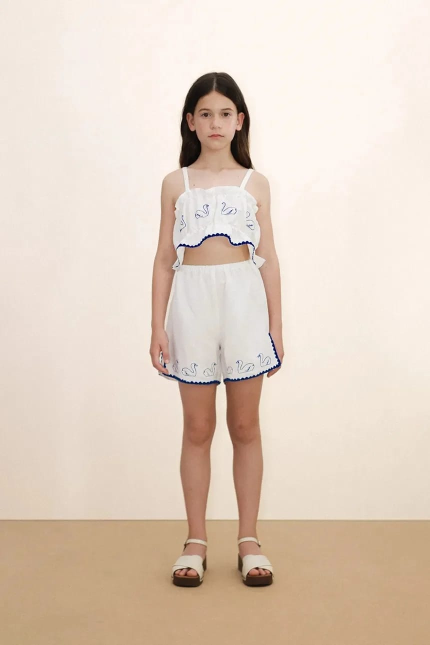 Детский топ с добавлением льна SWANS BOWS LINEN TOP