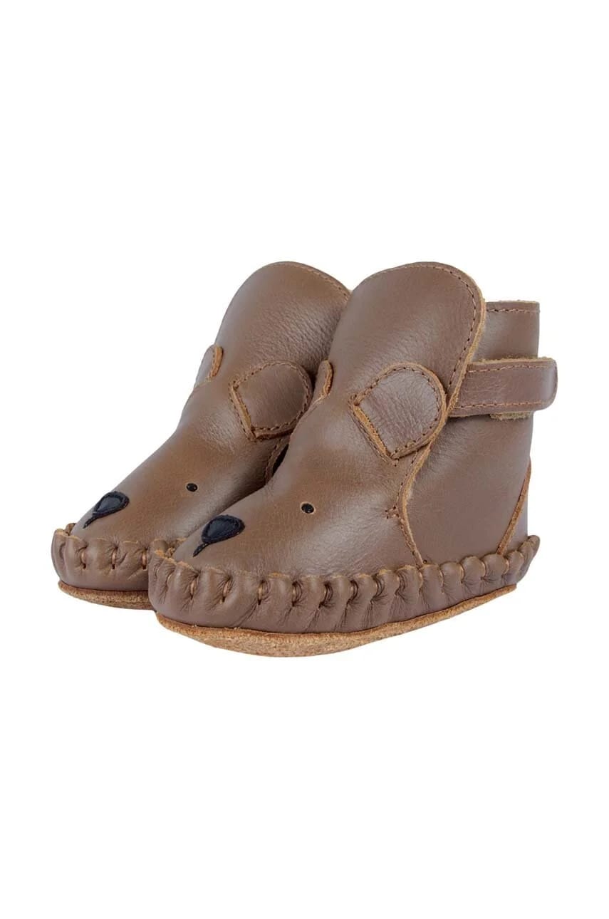 Kapi Classic Booties Детская кожаная обувь с изображением медвежонка - фото 2
