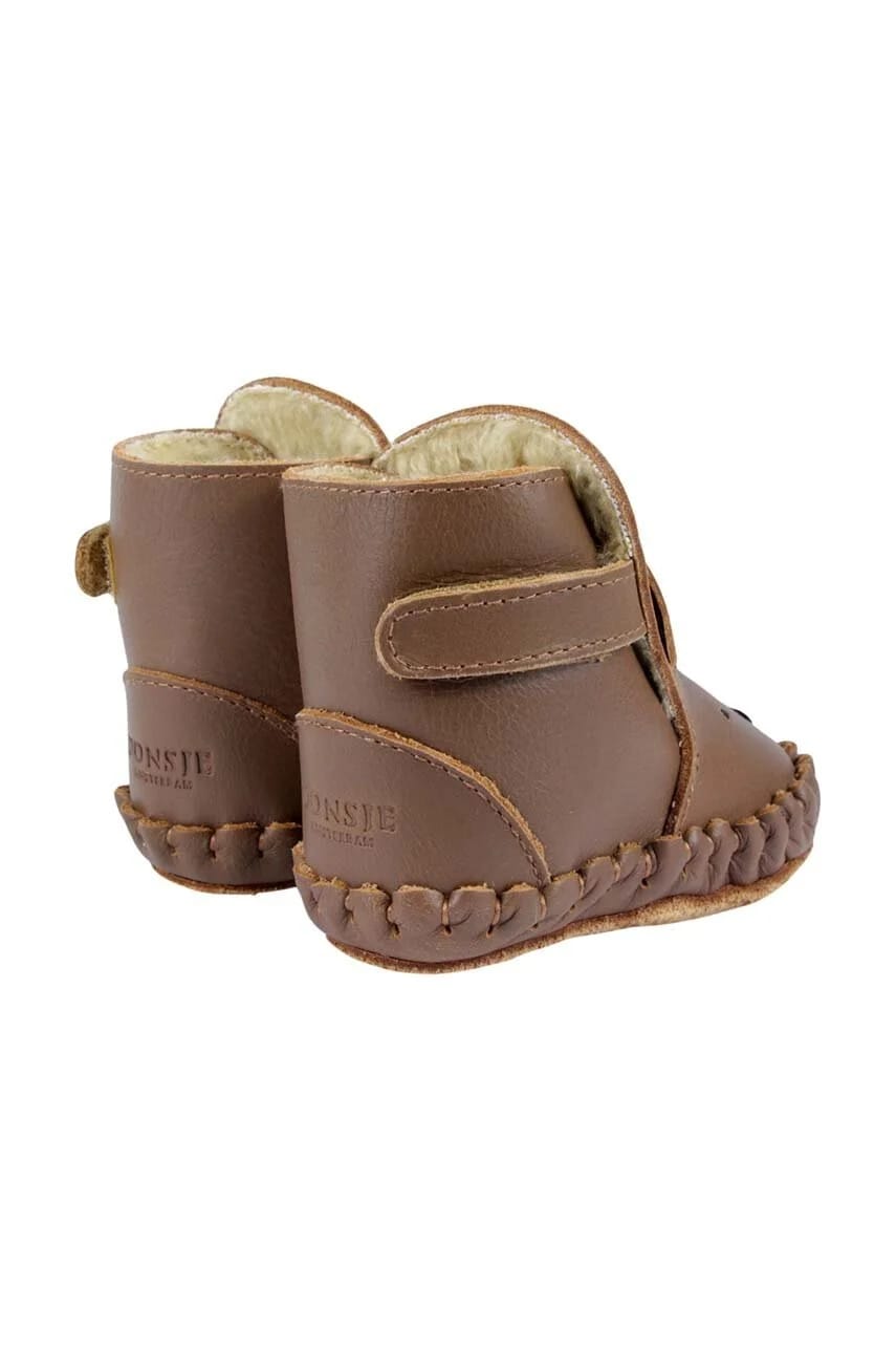 Kapi Classic Booties Детская кожаная обувь с изображением медвежонка - фото 3