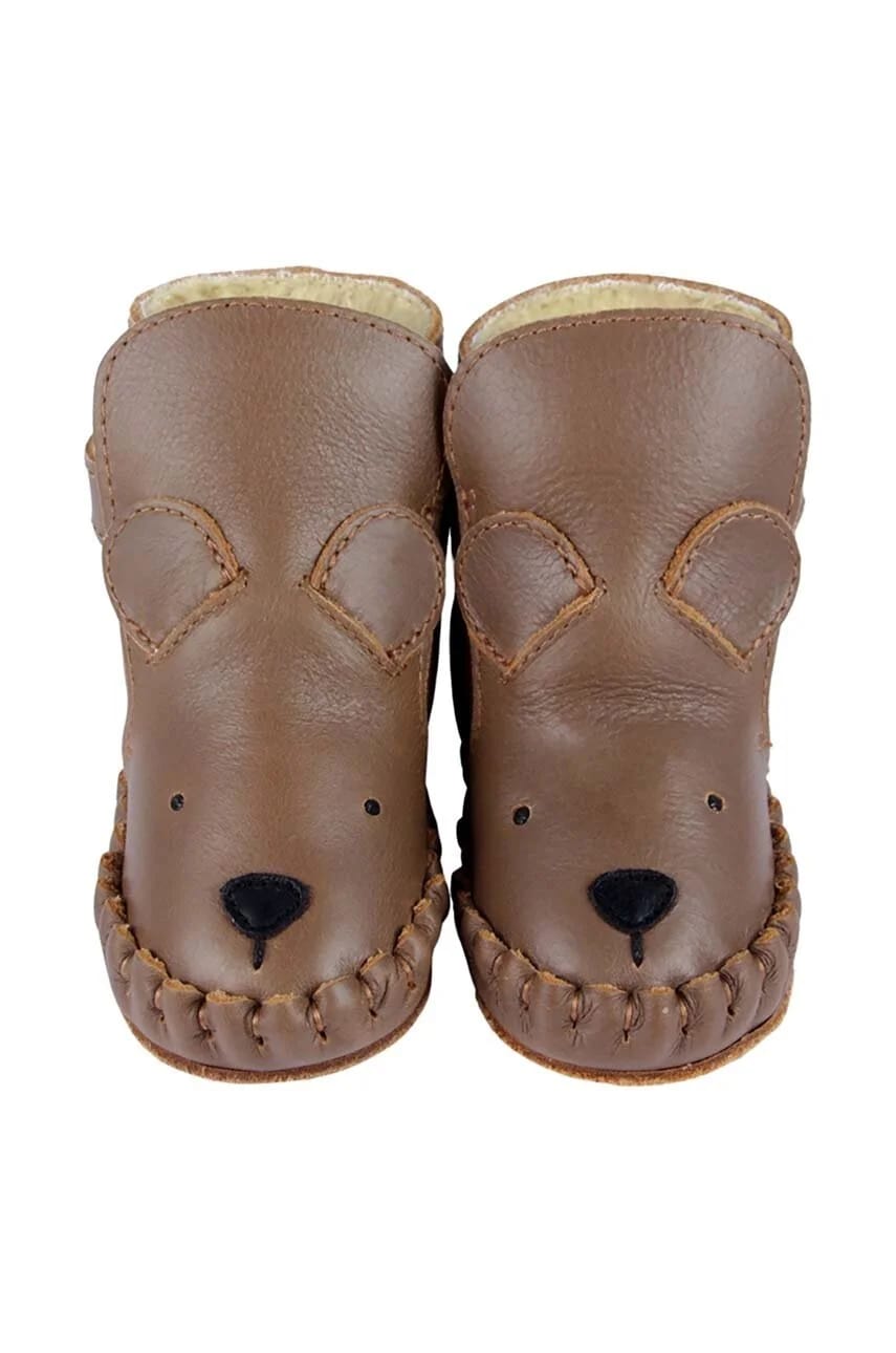 Kapi Classic Booties Детская кожаная обувь с изображением медвежонка - фото 4
