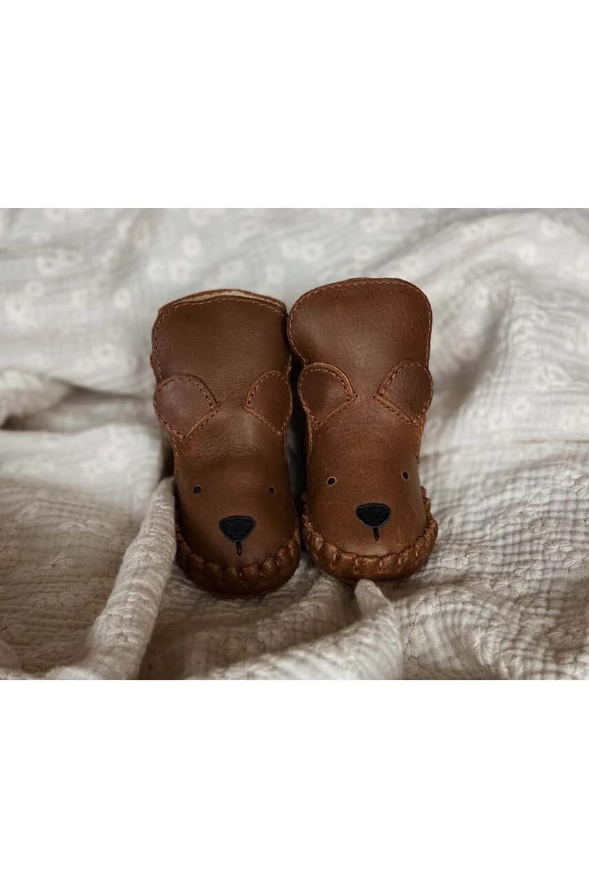Kapi Classic Booties Детская кожаная обувь с изображением медвежонка - фото 5