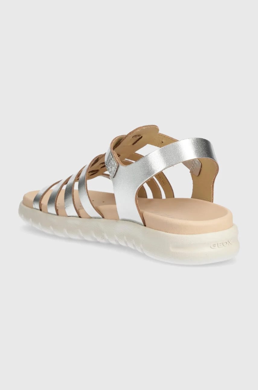 Детские кожаные сандалии SANDAL SOLEIMA серебро для девочек - фото 3