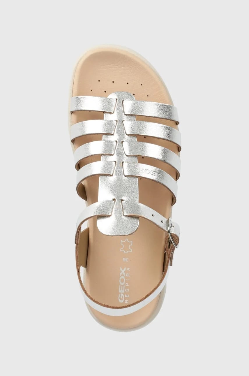 Детские кожаные сандалии SANDAL SOLEIMA серебро для девочек - фото 4