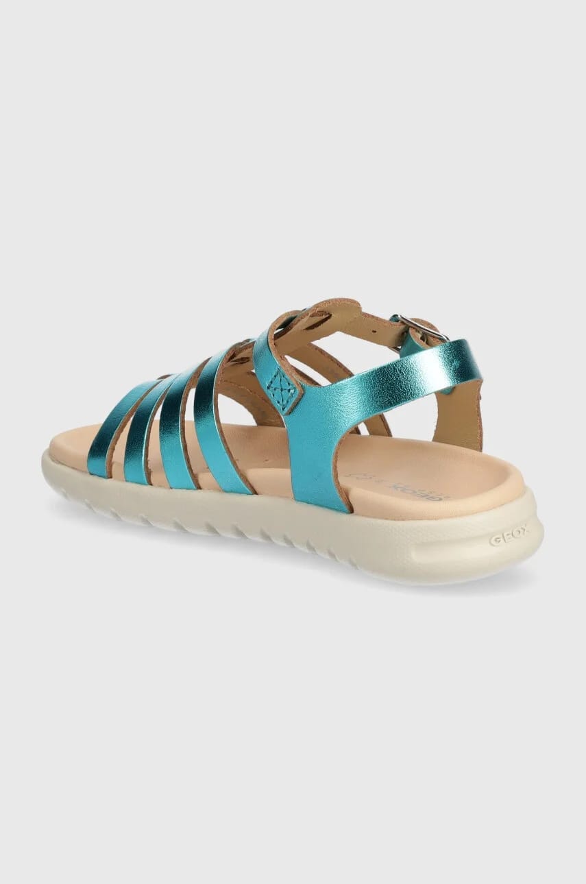 Детские кожаные сандалии SANDAL SOLEIMA бирюзовые для девочек - фото 3