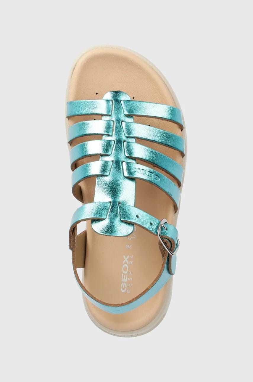 Детские кожаные сандалии SANDAL SOLEIMA бирюзовые для девочек - фото 4