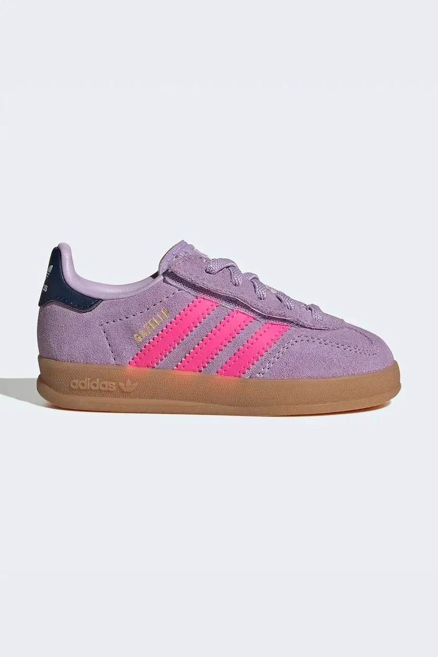 Детские замшевые кроссовки GAZELLE INDOOR фиолетовые для мальчиков