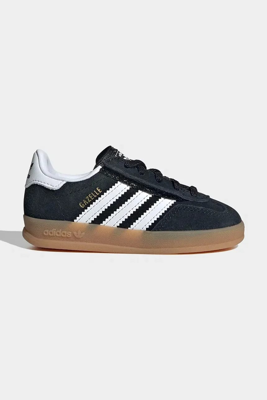 Детские замшевые кроссовки GAZELLE INDOOR черные для мальчиков