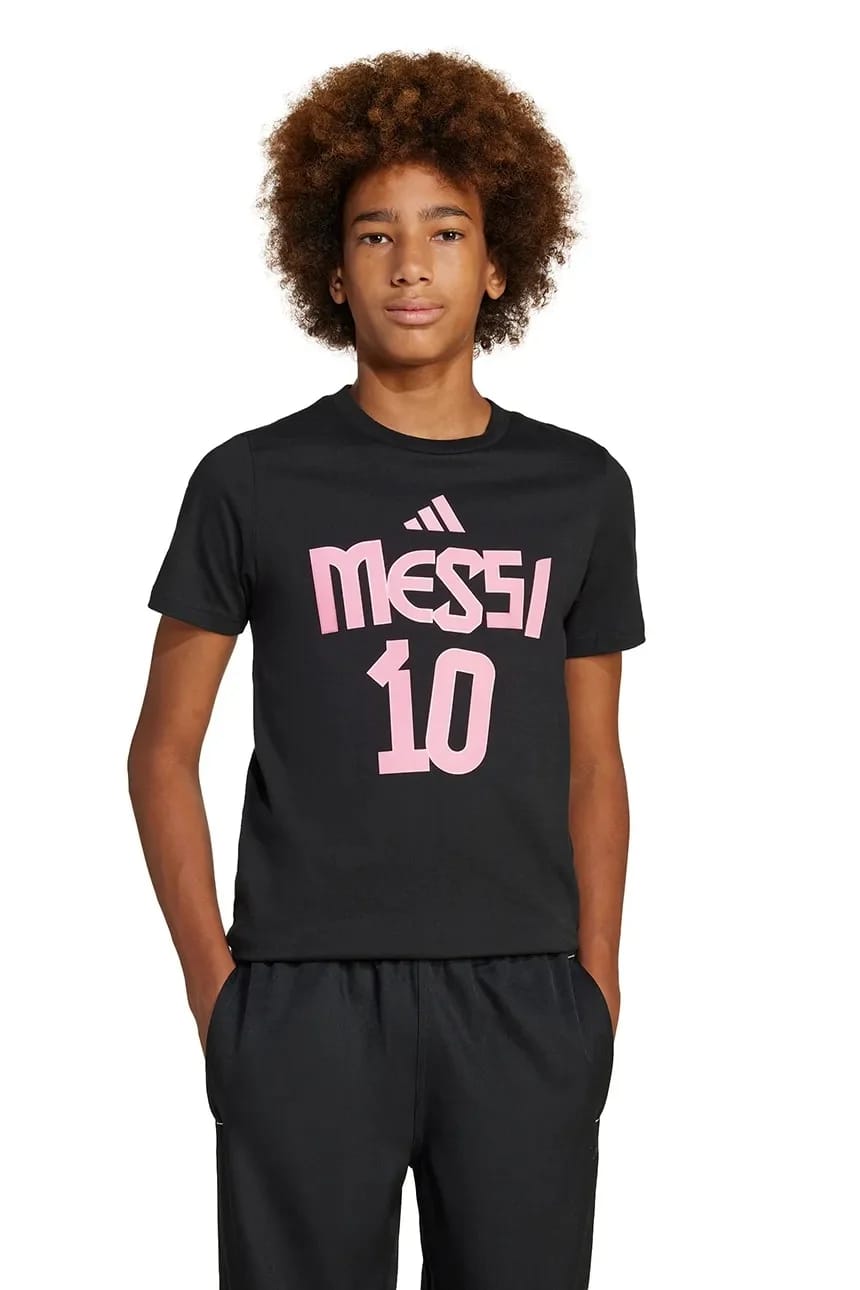 Детская хлопковая футболка MESSI черная для мальчиков