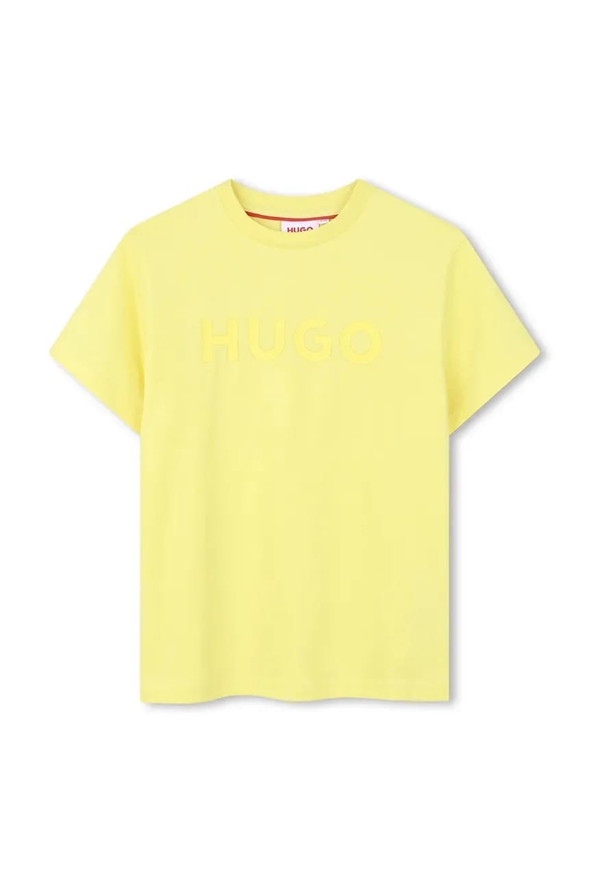 Детская хлопковая футболка желтая для мальчиков