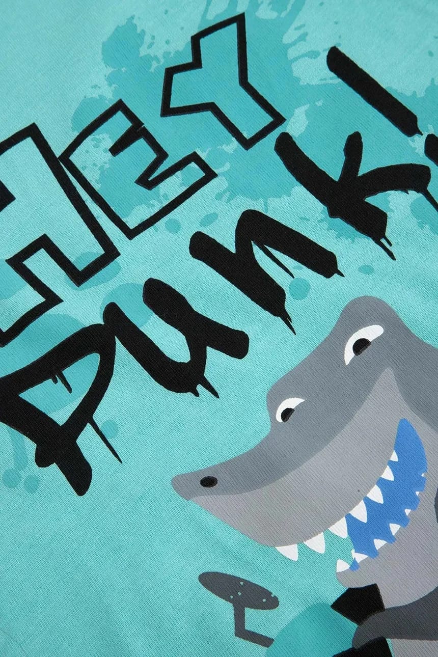 Детская хлопковая футболка бирюзовая для мальчиков - фото 4