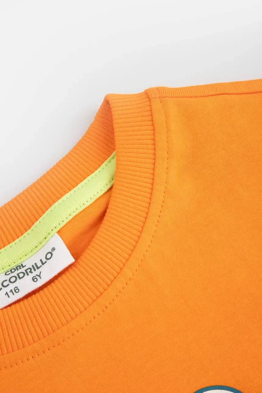 Детская хлопковая футболка апельсин для мальчиков - фото 3