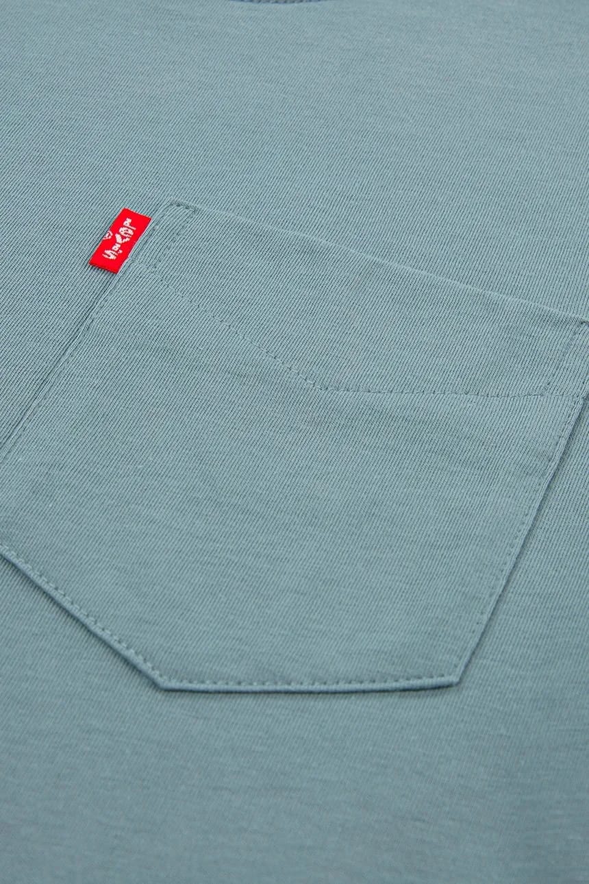 Детская хлопковая футболка SUNSET POCKET TEE синяя для мальчиков - фото 3