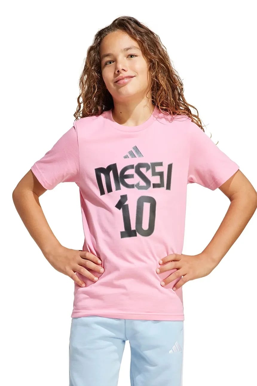 Детская хлопковая футболка MESSI розовая для мальчиков