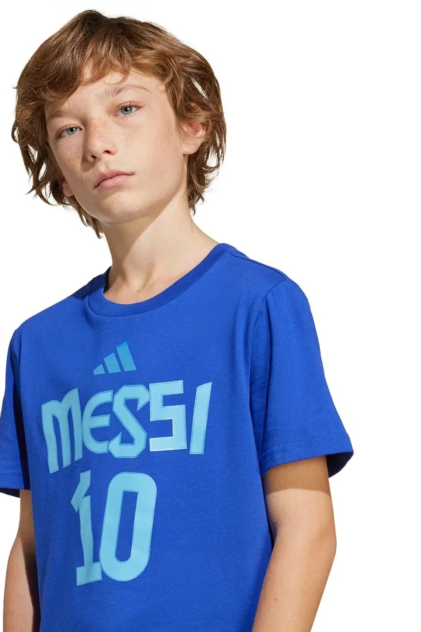Детская хлопковая футболка MESSI синяя для мальчиков - фото 7