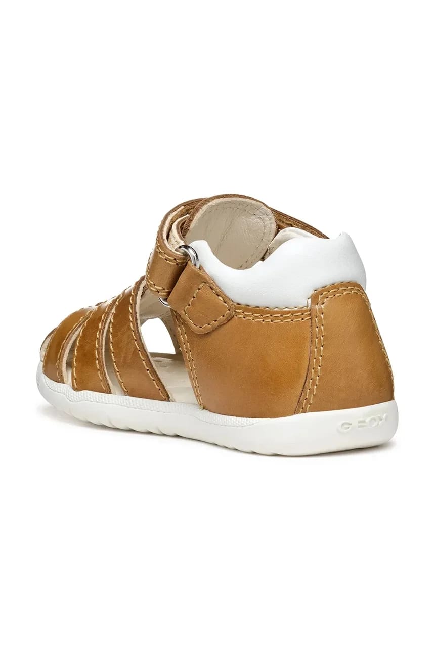Детские кожаные сандалии SANDAL MACCHIA бежевые для мальчиков - фото 4