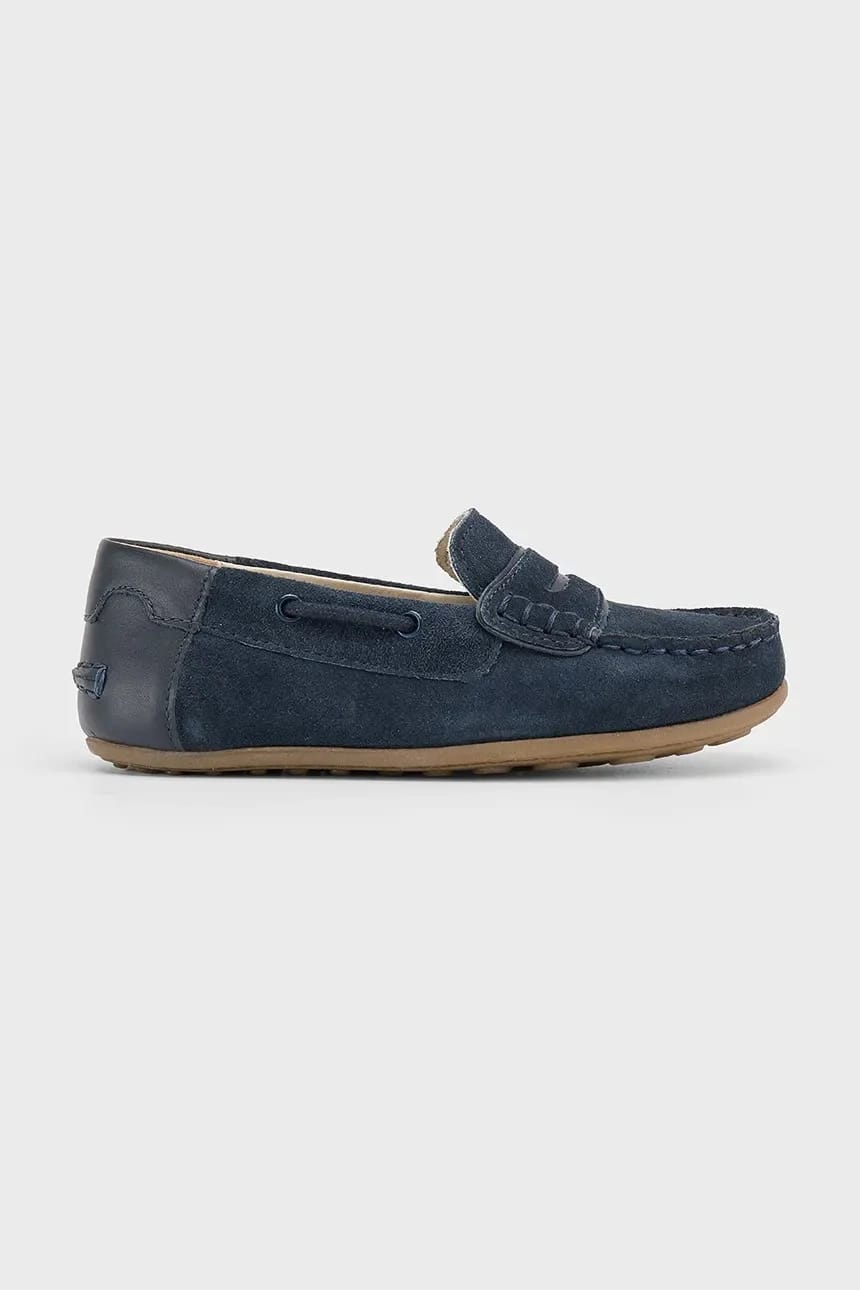Детские замшевые мокасины военно-морской для мальчиков
