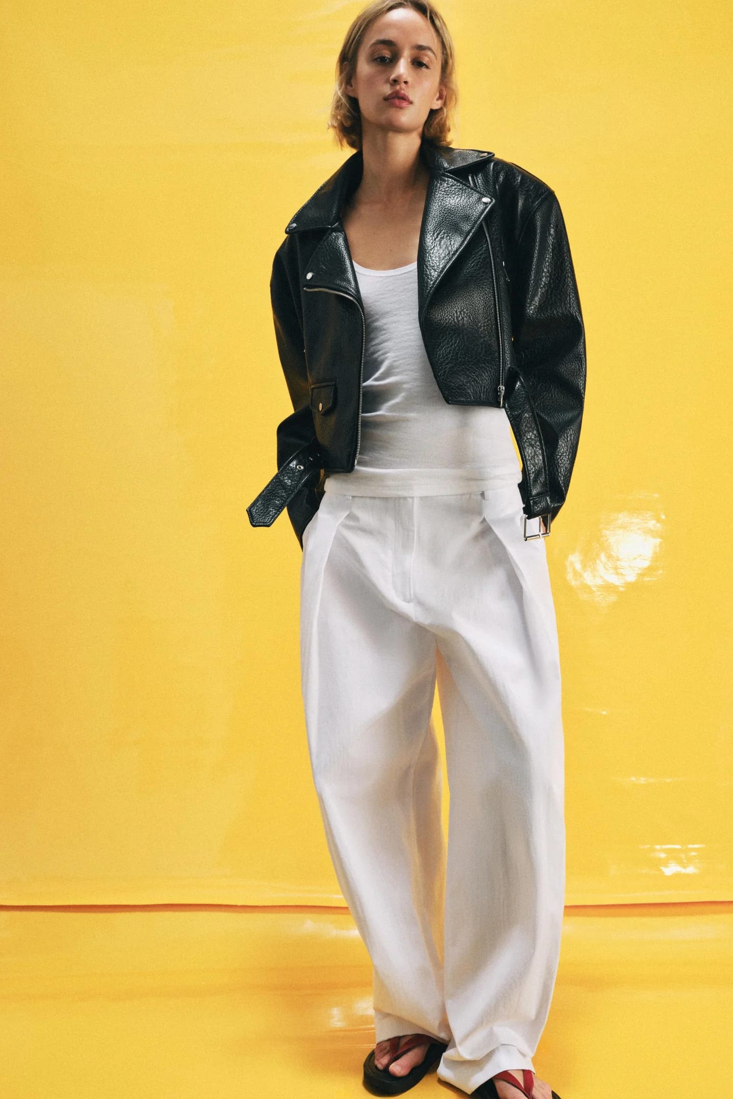 КОРОТКАЯ КУРТКА В МОТОЦИКЛЕ ИЗ ИСКУССТВЕННОЙ КОЖИ С ТОЧКАМИ LEAPPOINTS - фото 2