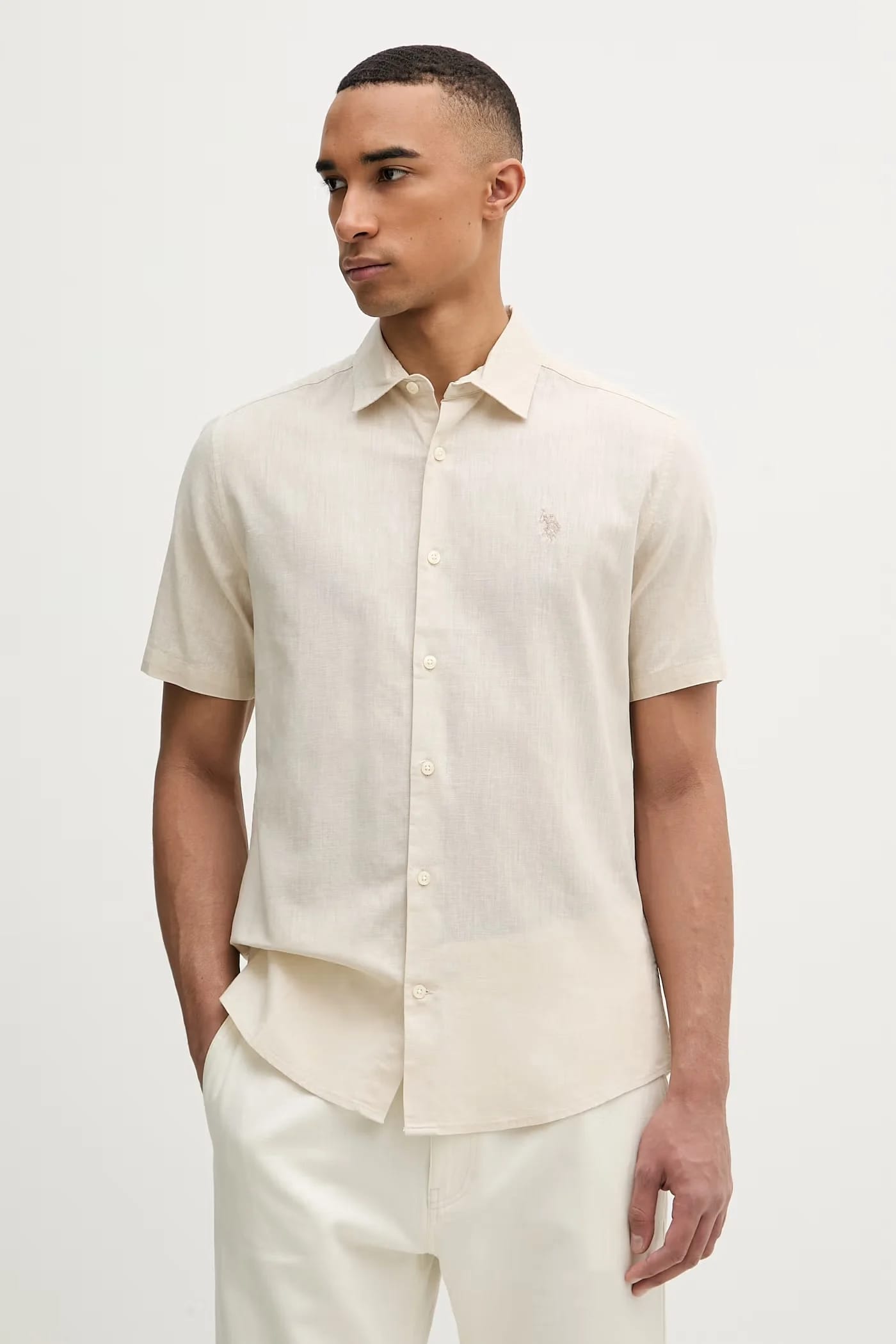 Мужская рубашка сафари из льна LINEN BLEND SS